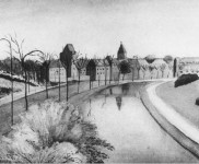 1930 Huize Katwijk en Koninginnegracht geschilderd door A.B. Neujean